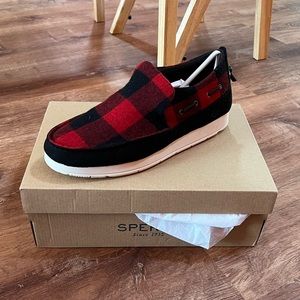 Sperry MocSider red check slipper, size 11.5, excellent used condition!